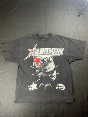 Rodman Medium Black Cotton T-Shirt Graphic Print Short Sleeve